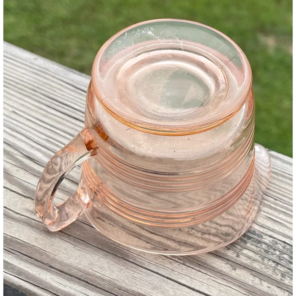 Pink Depression Glass Creamer Banded 1920s-1930s Vintage Collectible 4.5